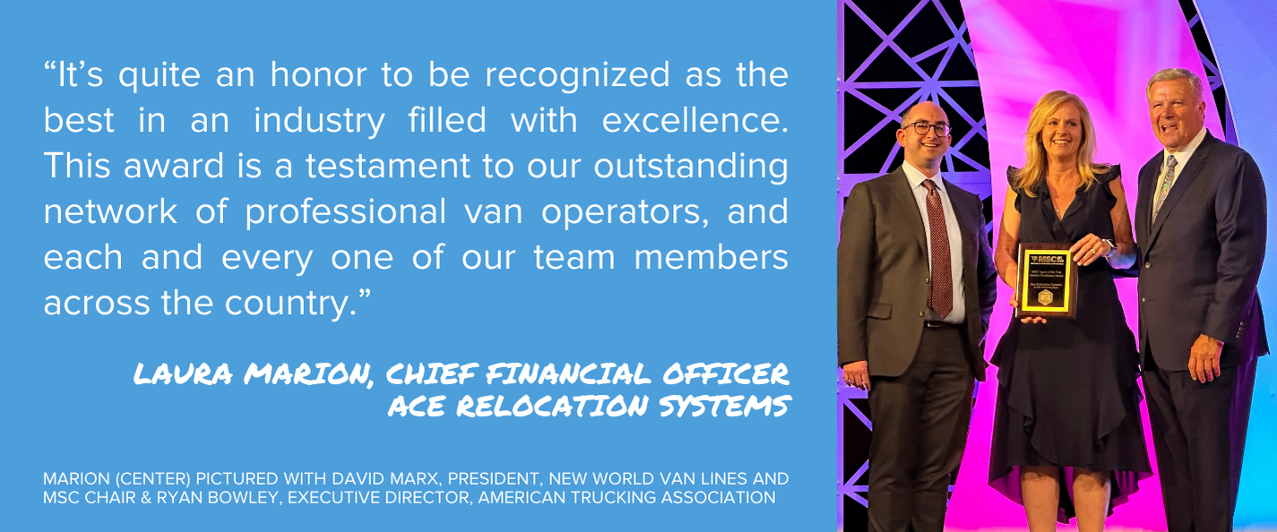 MSC Agent of the Year Award - Ace Relocation Laura Quote
